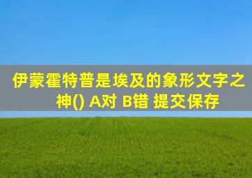 伊蒙霍特普是埃及的象形文字之神() A对 B错 提交保存